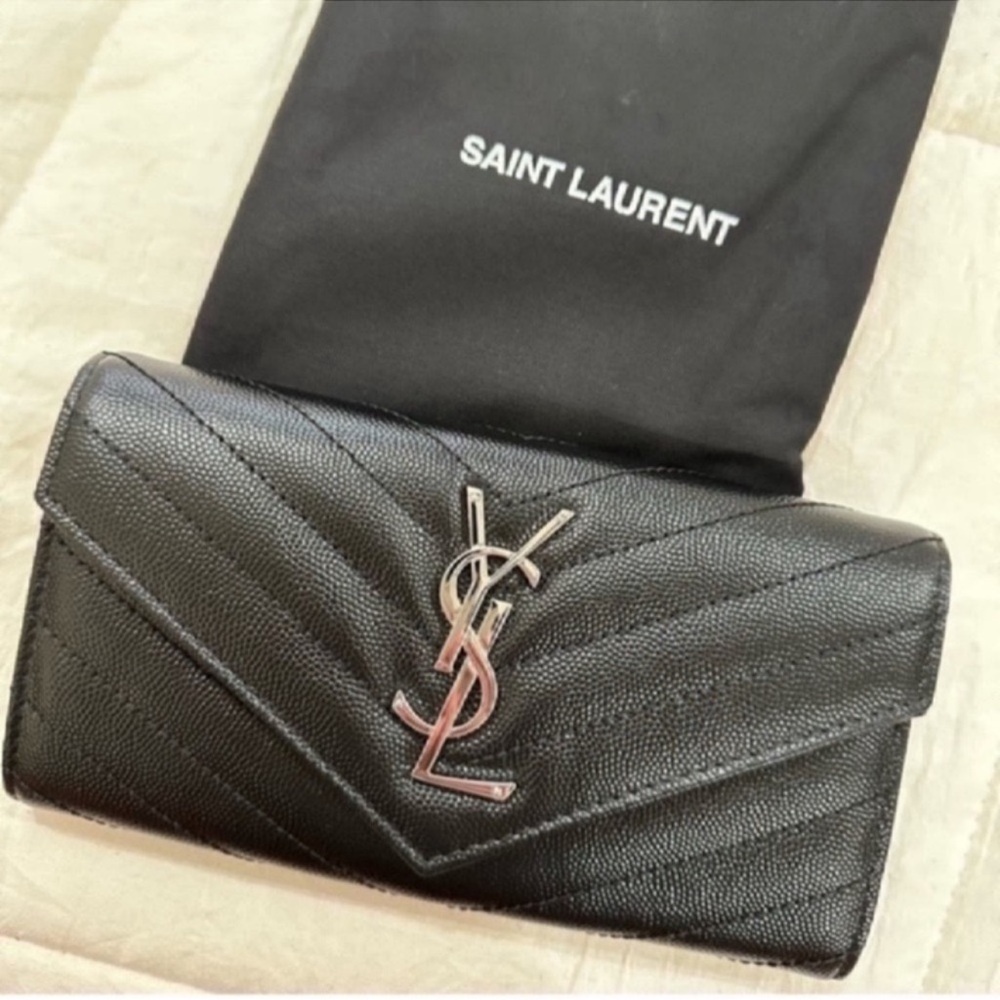 Saint Laurent Cassandre Matelasse Large Flap Wallet Grained Leather (LIKE NEW)